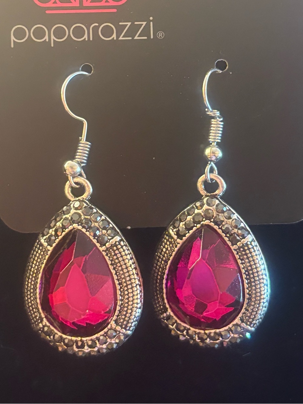 Paparazzi Hot Pink Teardrop Dangle Earrings
